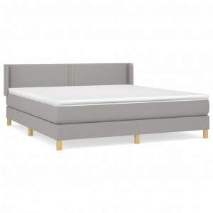 Cama box spring con colchón tela gris claro 180x200 cm H