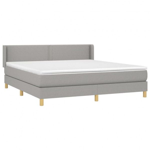 Cama box spring con colchón tela gris claro 180x200 cm M 3