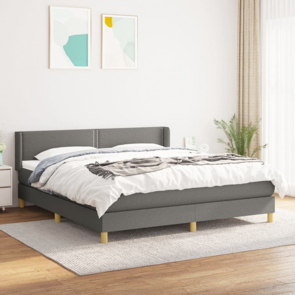 Cama box spring con colchón tela gris oscuro 180x200 cm D