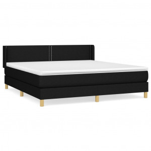 Cama box spring con colchón tela negro 180x200 cm H