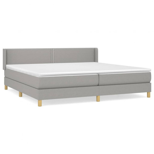 Cama box spring con colchón tela gris claro 200x200 cm M 2