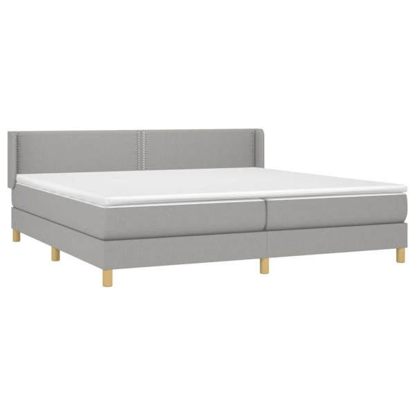 Cama com molas/colchão 200x200 cm tecido cinza-claro M 3