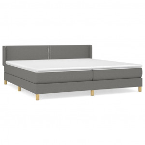 Cama box spring con colchón tela gris oscuro 200x200 cm H