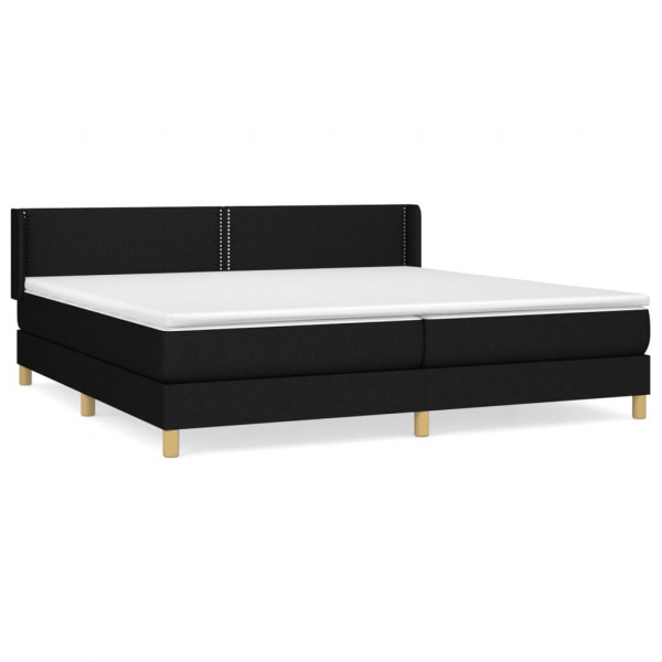 Cama box spring con colchón tela negro 200x200 cm M 2