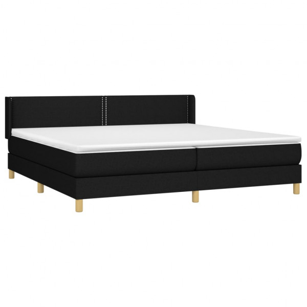 Cama box spring con colchón tela negro 200x200 cm M 3