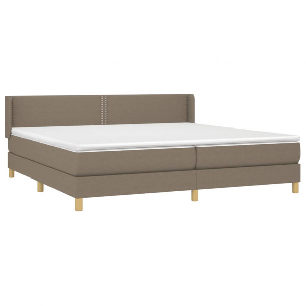 Cama box spring con colchón tela gris taupe 200x200 cm M 3