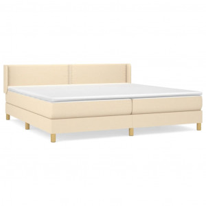 Cama box spring con colchón tela color crema 200x200 cm H