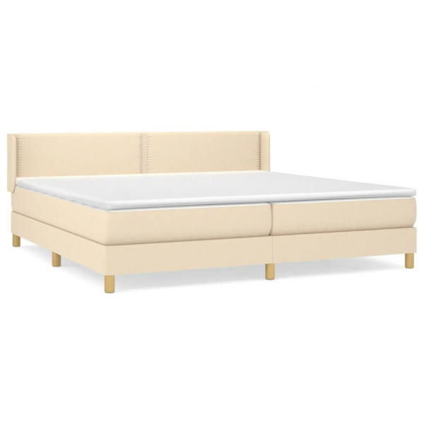 Cama com molas/colchão 200x200 cm tecido cor creme M 2