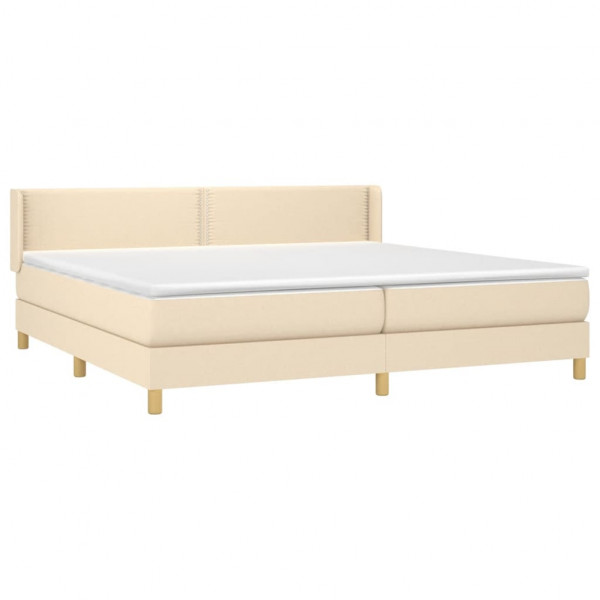 Cama box spring con colchón tela color crema 200x200 cm M 3