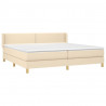 Cama box spring con colchón tela color crema 200x200 cm 3