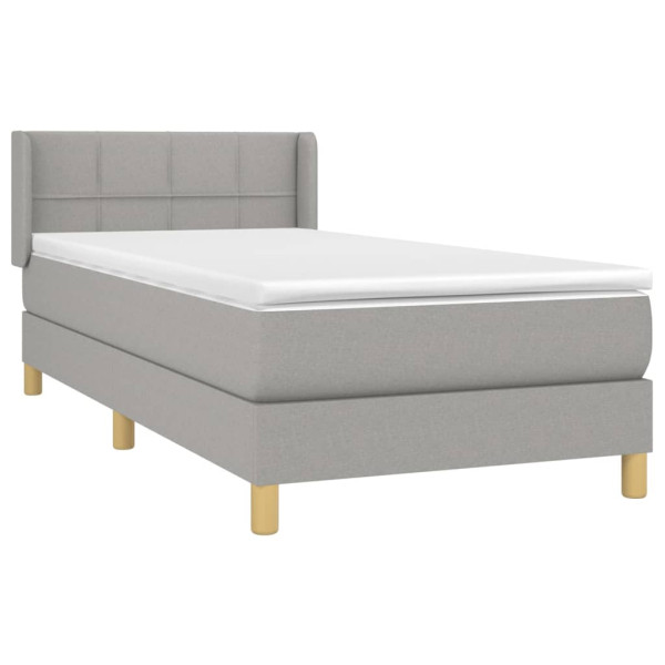 Cama box spring con colchón tela gris claro 80x200 cm M 3