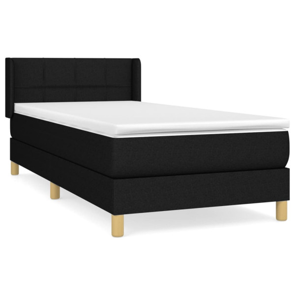 Cama box spring con colchón tela negro 80x200 cm M 2