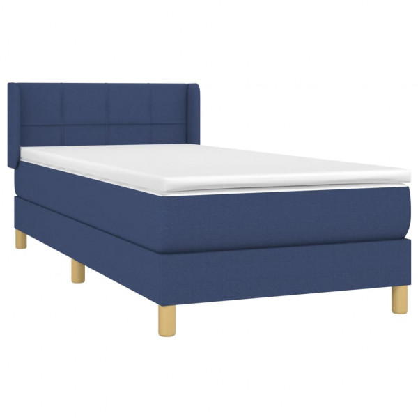 Cama box spring con colchón tela azul 80x200 cm M 3