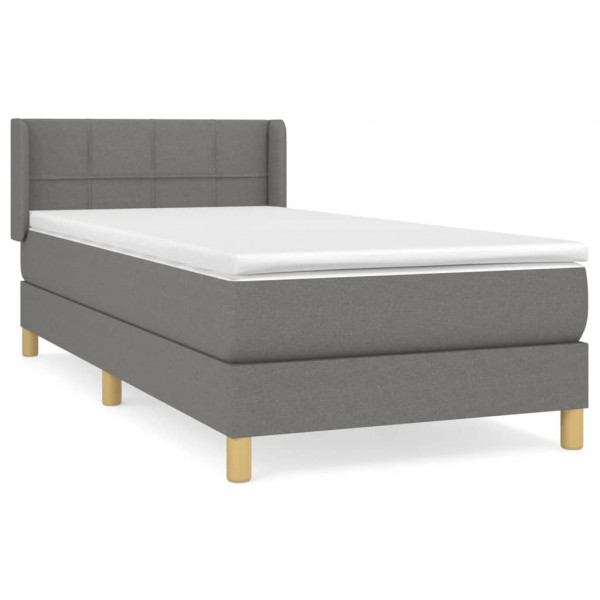 Cama com molas/colchão 90x190 cm tecido cinza-escuro M 2