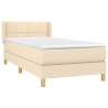 Cama com molas/colchão 90x190 cm tecido cor creme 3