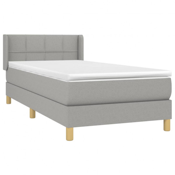 Cama com molas/colchão 90x200 cm tecido cinza-claro M 3
