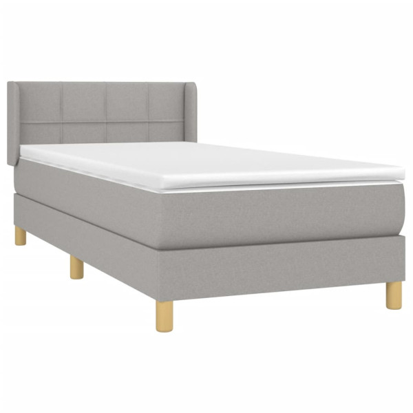 Cama box spring con colchón tela gris claro 100x200 cm M 3