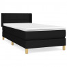 Cama box spring con colchón tela negro 100x200 cm 2