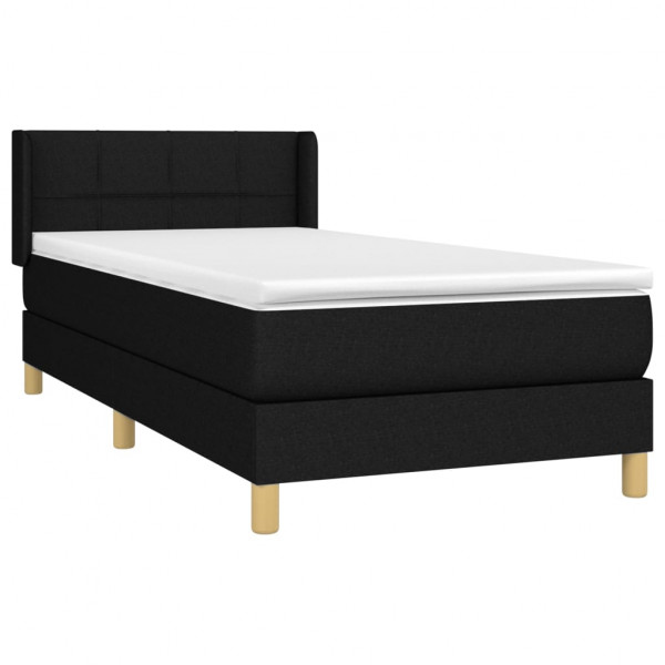 Cama box spring con colchón tela negro 100x200 cm M 3
