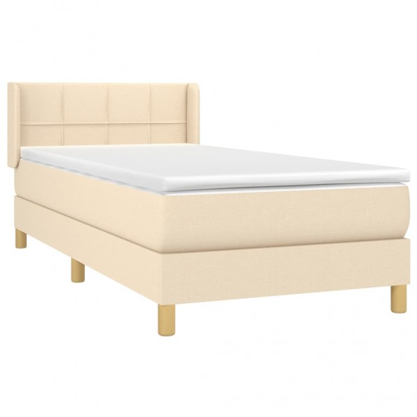 Cama box spring con colchón tela color crema 100x200 cm M 3
