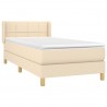 Cama box spring con colchón tela color crema 100x200 cm 3