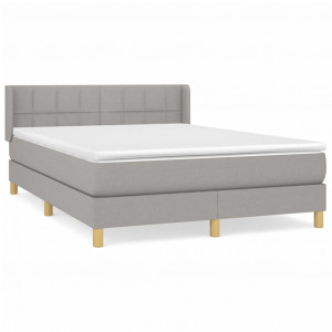 Cama box spring con colchón tela gris claro 140x190 cm H