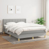 Cama box spring con colchón tela gris claro 140x200 cm 1