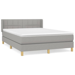 Cama box spring con colchón tela gris claro 140x200 cm H