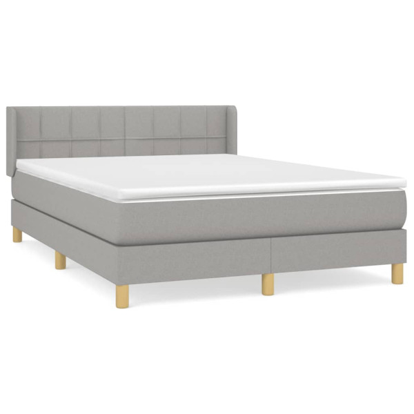 Cama box spring con colchón tela gris claro 140x200 cm M 2