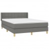 Cama box spring con colchón tela gris oscuro 140x200 cm 3