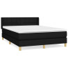 Cama box spring con colchón tela negro 140x200 cm 2