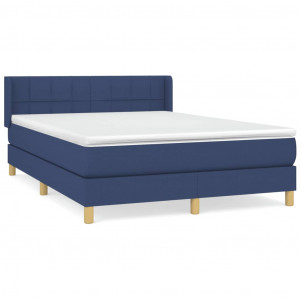 Cama box spring con colchón tela azul 140x200 cm H