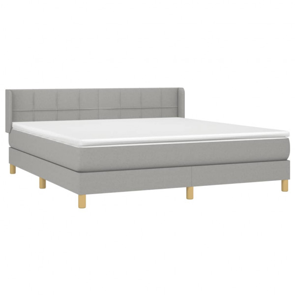 Cama box spring con colchón tela gris claro 160x200 cm M 3