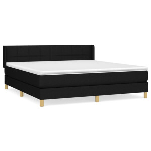 Cama box spring con colchón tela negro 160x200 cm H