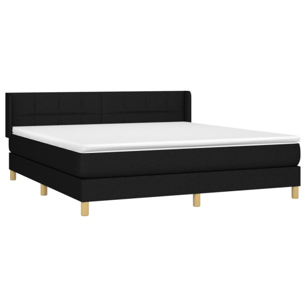 Cama box spring con colchón tela negro 160x200 cm M 3