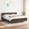 Cama box spring con colchón tela marrón oscuro 160x200 cm 1