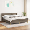 Cama box spring con colchón tela gris taupe 160x200 cm 1