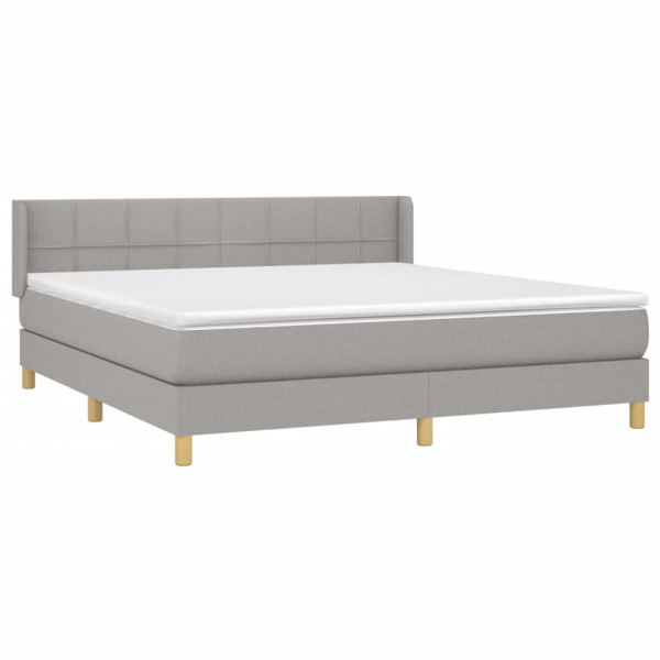 Cama box spring con colchón tela gris claro 180x200 cm M 3