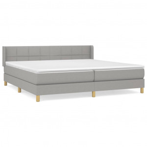 Cama box spring con colchón tela gris claro 200x200 cm H