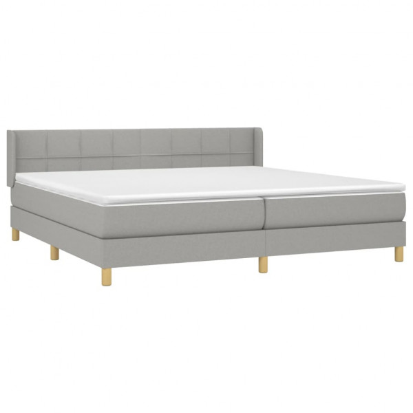 Cama box spring con colchón tela gris claro 200x200 cm M 3