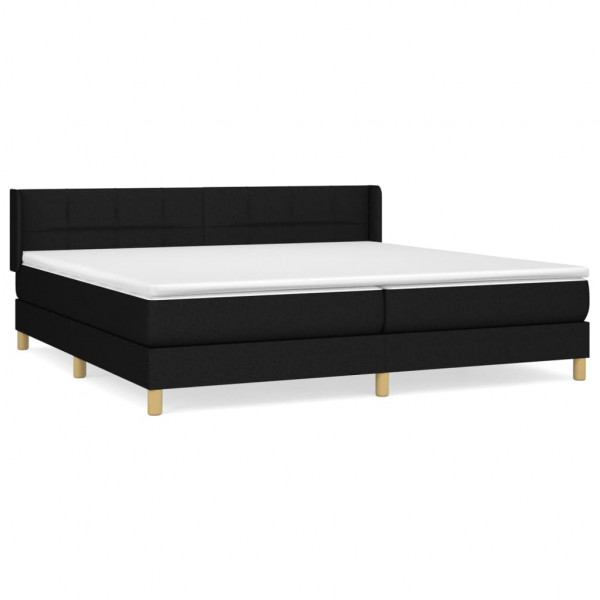 Cama box spring con colchón tela negro 200x200 cm M 2