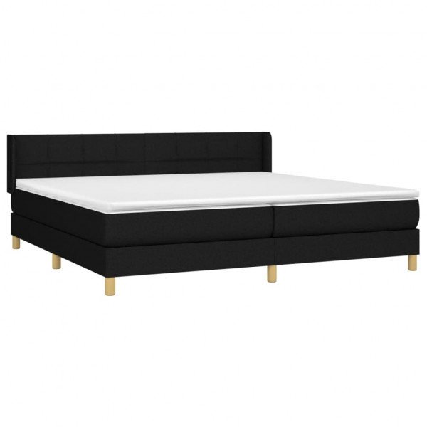 Cama com molas/colchão 200x200 cm tecido preto M 3