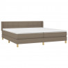 Cama box spring con colchón tela gris taupe 200x200 cm 3