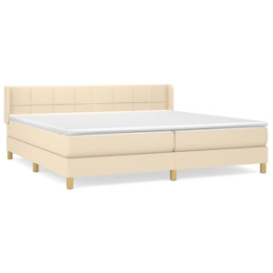 Cama box spring con colchón tela color crema 200x200 cm H