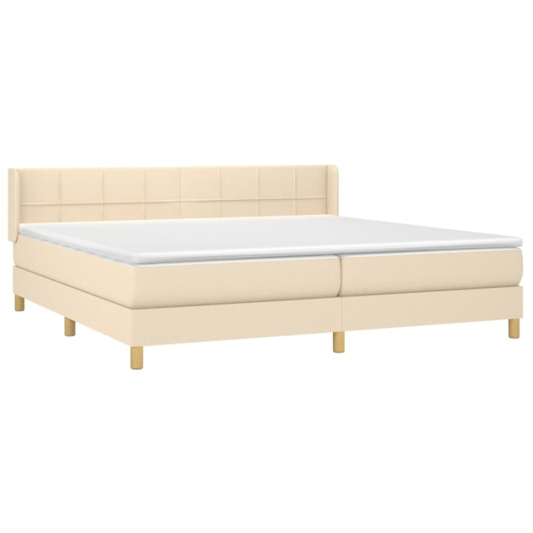Cama box spring con colchón tela color crema 200x200 cm M 3