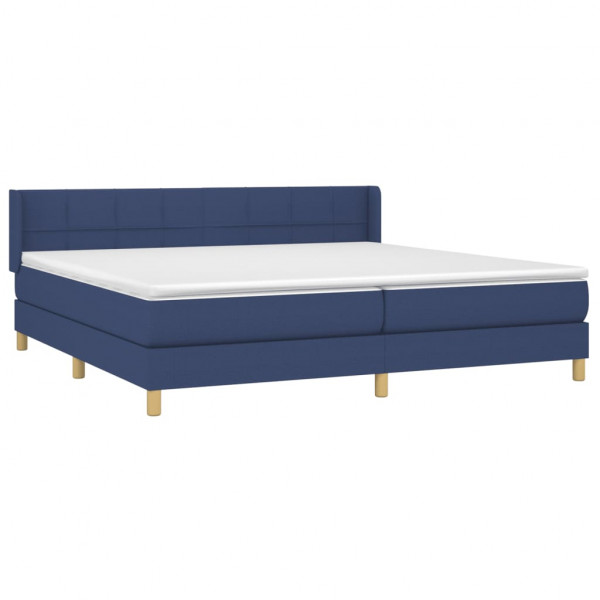 Cama box spring con colchón tela azul 200x200 cm M 3