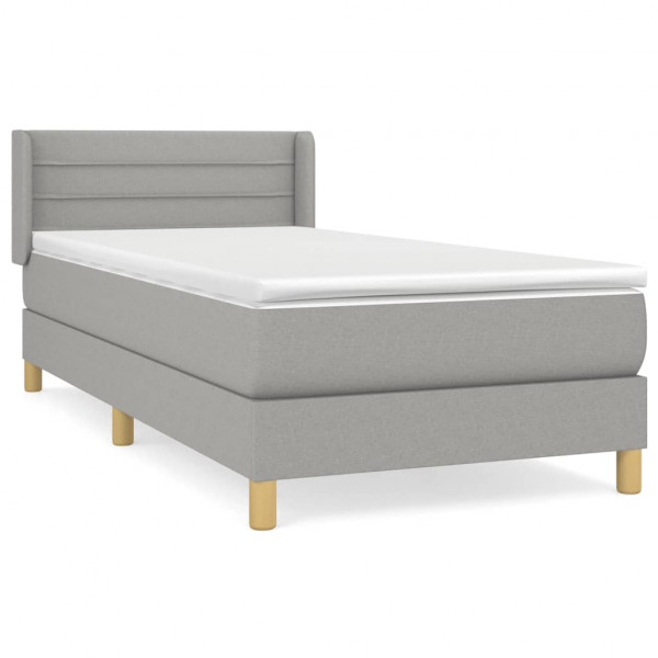 Cama box spring con colchón tela gris claro 80x200 cm M 2