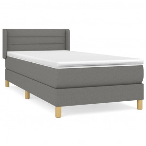 Cama box spring con colchón tela gris oscuro 80x200 cm H