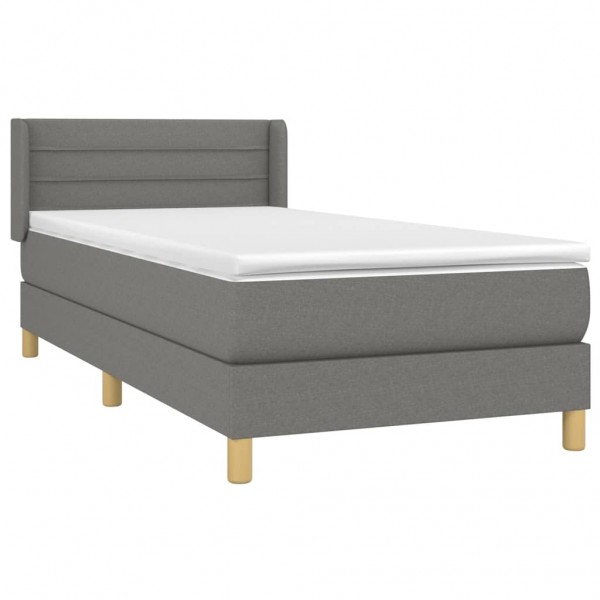 Cama box spring con colchón tela gris oscuro 80x200 cm M 3