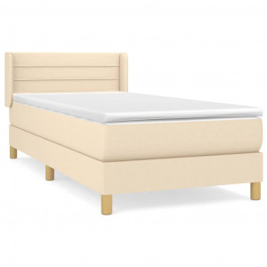 Cama box spring con colchón tela color crema 80x200 cm H